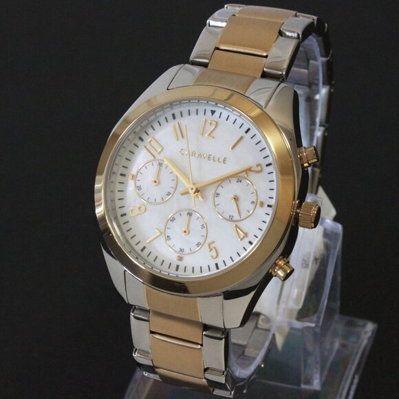 Caravelle Ladies Sports Watch By Bulova Chronograph Mother Of Pearl Dial 36mm - Picture 4 of 13